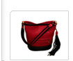 Модная сумка красная с черным с кисточкой